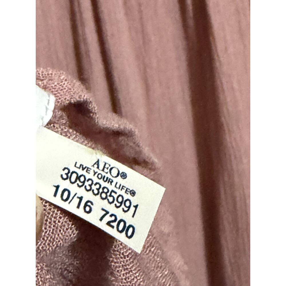 American Eagle XL Dusty Rose Lace Bell Sleeve Blouse Boho Peasant Crochet Top - Picture 9 of 10